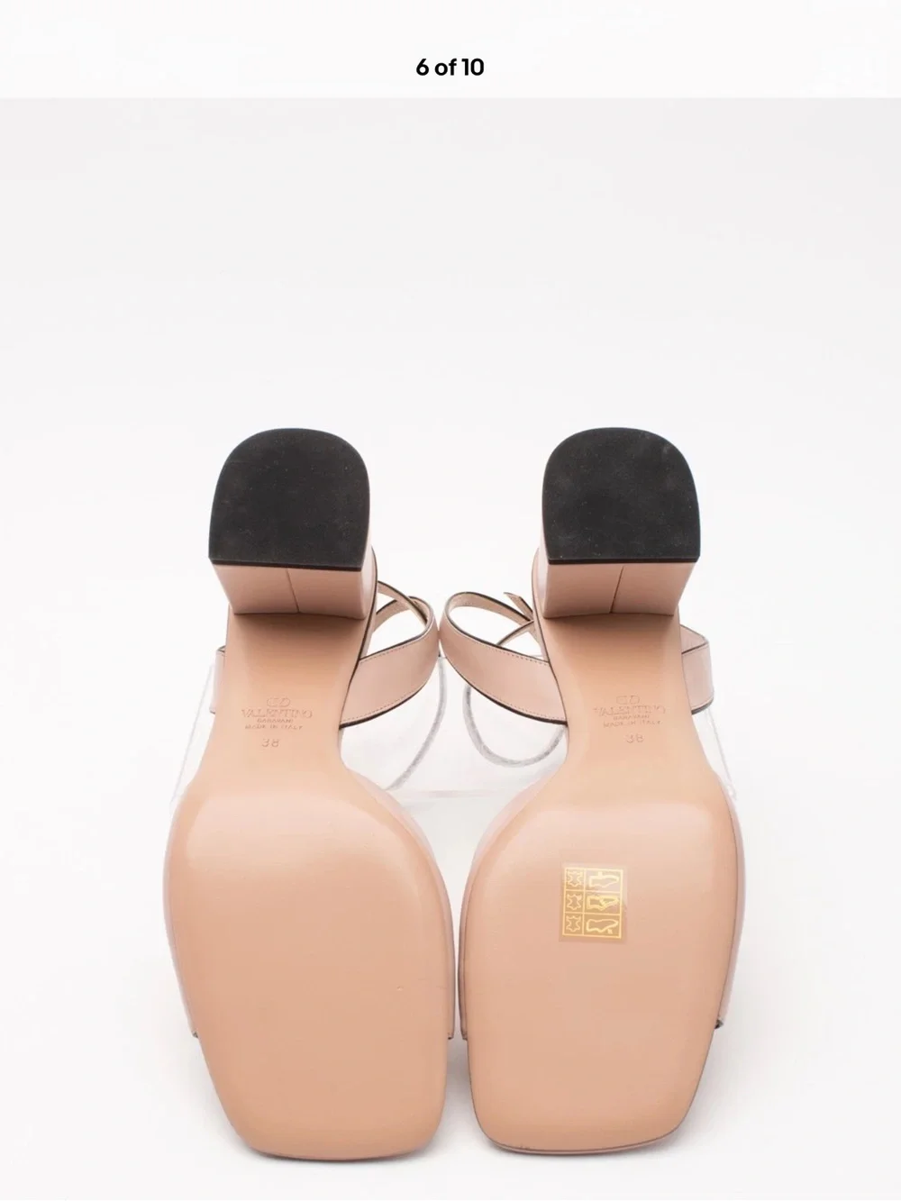 Valentino Garavani Nude Blush Leather Ankle-Strap Block Heels